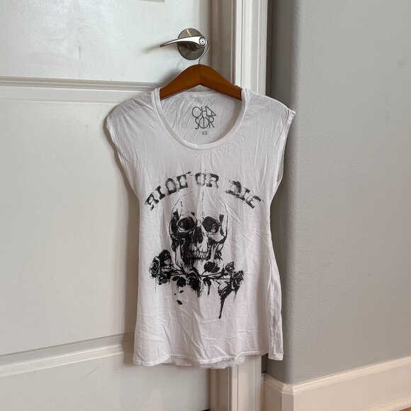 Chaser Ride or Die Graphic Open Back Sleeveless Cotton T-Shirt Tank - Picture 1 of 3